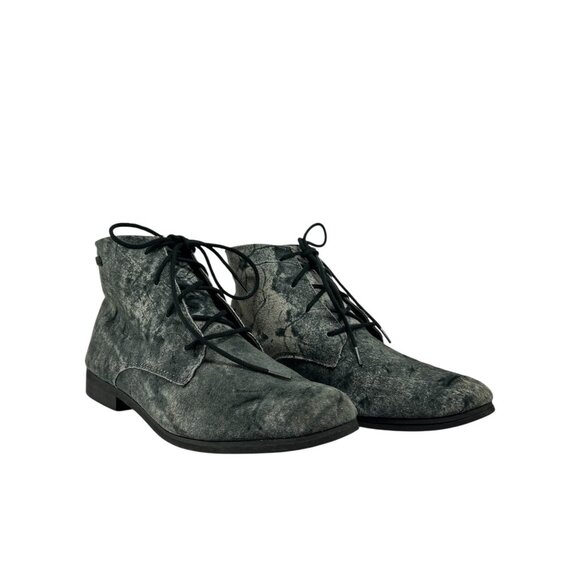 VOLCOM High Top Ankle Booties Sz 7.5 Grey Black Faux Leather Suede Lace Up Boots - Picture 1 of 9